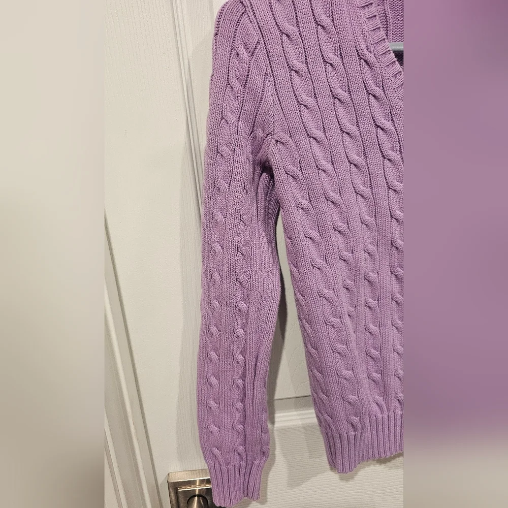 Ralph Lauren Sport Women's Lavender V-Neck Sweater 100% Cotton Size-M - Picture 6 of 11